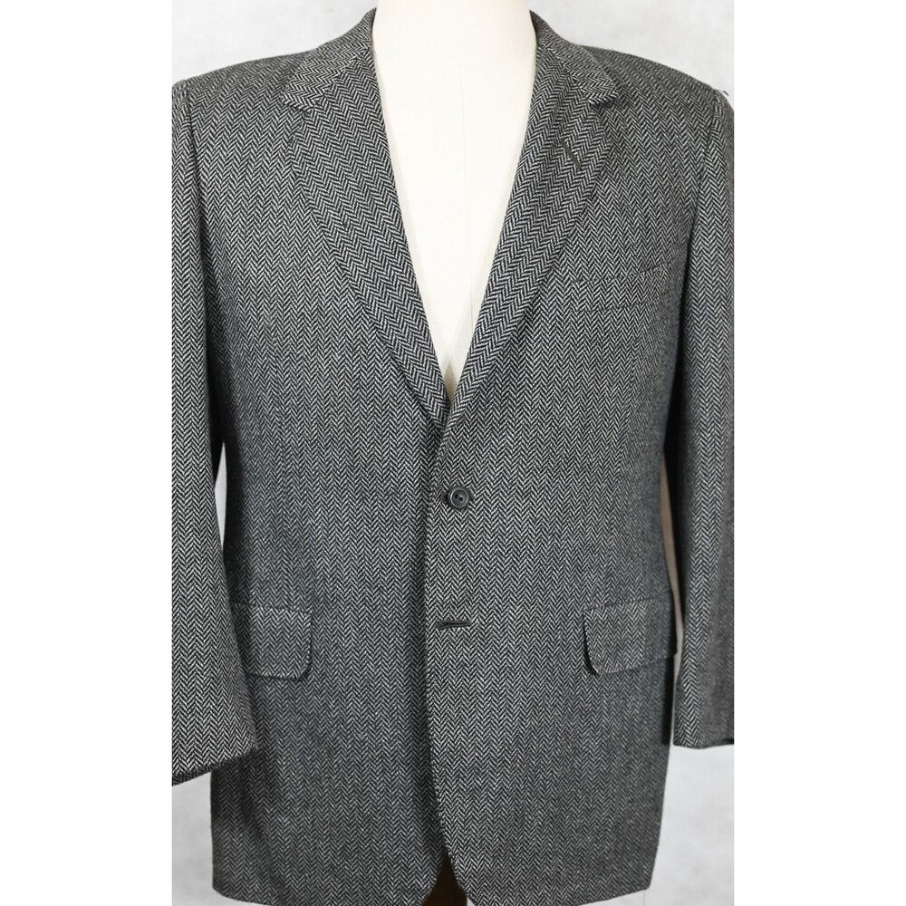 GORGEOUS Oxxford Clothes Crown Cashmere Gray Herringbone Sport Coat Blazer 42L